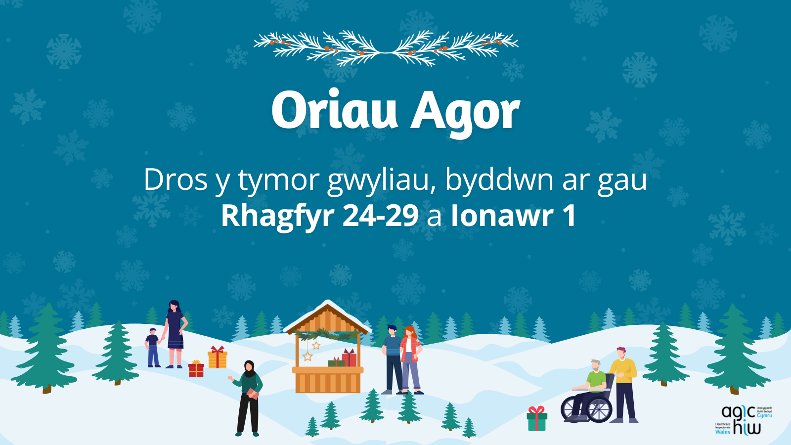 Oriau Agor Dros y tymor gwyliau, byddwn ar gau Rhagfyr 24-29 a Ionawr 1
