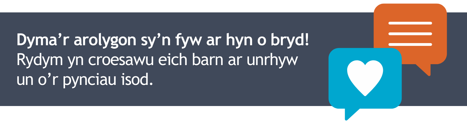 Dyma’r arolygon sy’n fyw ar hyn o bryd!  Rydym yn croesawu eich barn ar unrhyw un o’r pynciau isod.