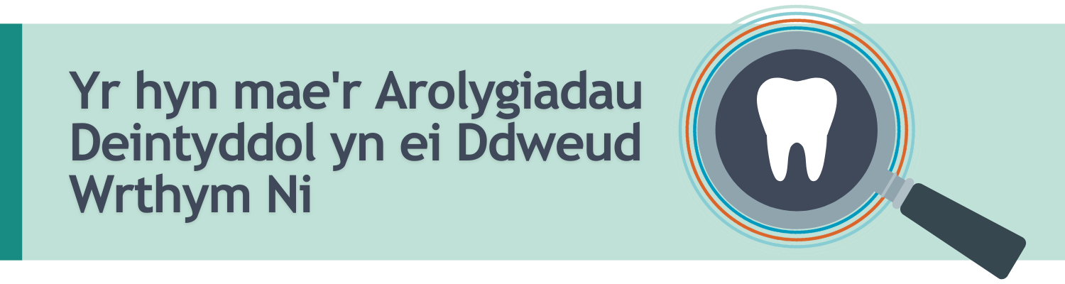 yn hyn mae'r arolygiadau deintyddol yn ei ddweud wrthym ni